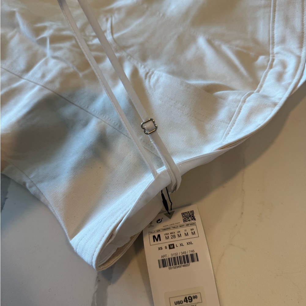ZARA NWT Strapless White Mini Dress with Adjustable Straps - Picture 4 of 9